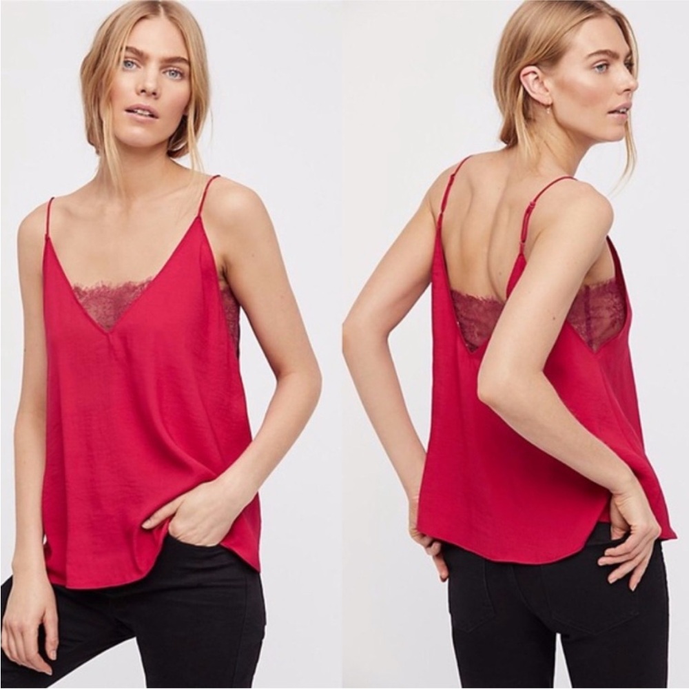 Free People Deep V Bandeau Lace Cami Tank Top